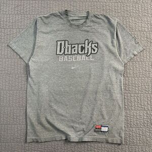 Vtg Y2K Nike T Shirt Men Large Gray Center Swoosh Arizona Dbacks Fade Distressed